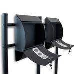 Vrijstaande Dubbele Brievenbus - Krantenvak - Donkergrijs, Tuin en Terras, Brievenbussen, Verzenden, Nieuw