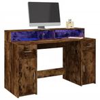 vidaXL Bureau met LED-verlichting 140x55x91 cm hout gerookt, Verzenden, Nieuw
