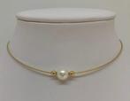 Choker halsketting Zoetwaterparel - Geelgoud 18K