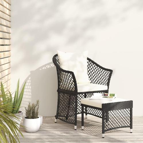 vidaXL 2-delige Loungeset met kussens poly rattan zwart, Tuin en Terras, Tuinsets en Loungesets, Loungeset, Nieuw, 2 zitplaatsen