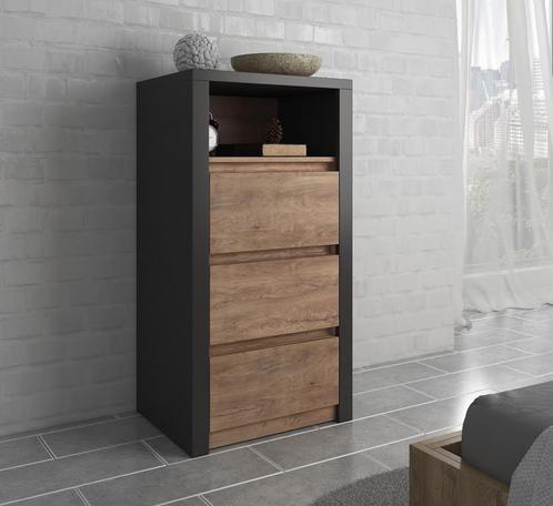 Commode Monaco - Eiken - Grijs - 50 cm, Huis en Inrichting, Kasten | Dressoirs, 25 tot 50 cm, Nieuw, 50 tot 100 cm, Verzenden