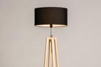 Rietveld Vloerlampen - Zwart, Naturel - Stof, Hout, Huis en Inrichting, Lampen | Vloerlampen, Verzenden, Nieuw