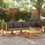 vidaXL 4-delige Loungeset met kussens massief acaciahout, Verzenden, Nieuw, Hardhout, Loungeset
