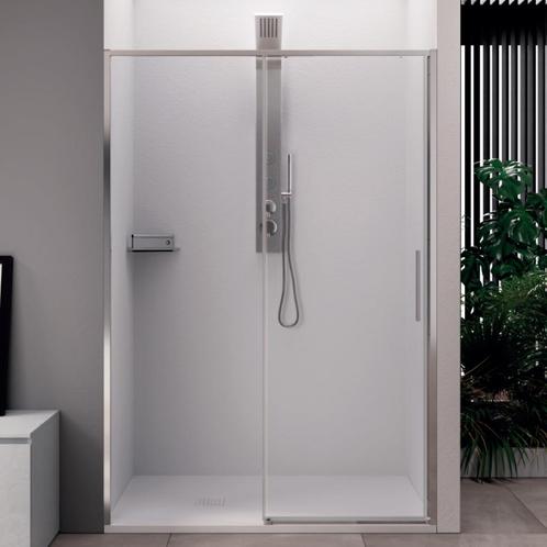 Schuifdeur Lacus Torcello Tweedelig Helder Glas 110x200 cm, Doe-het-zelf en Verbouw, Sanitair, Douche, Nieuw, Chroom, Ophalen of Verzenden