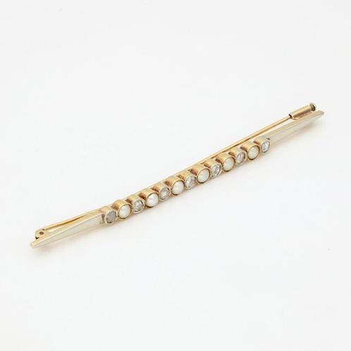 Broche - 18 karaat Geel goud, Witgoud Diamant (Natuurlijk) -, Sieraden, Tassen en Uiterlijk, Antieke sieraden