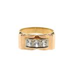 Bicolor gouden ring met zirconia (vintage gouden ring), Sieraden, Tassen en Uiterlijk, Ringen, Gebruikt, Overige kleuren, Ophalen of Verzenden