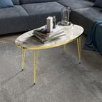 [en.casa] Salontafel Skævinge ovaal 43x90x50 cm marmer wit e, Huis en Inrichting, Tafels | Salontafels, Verzenden, Nieuw