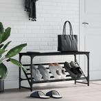 vidaXL Schoenenrek 90x30x45 cm bewerkt hout zwart, Huis en Inrichting, Verzenden, Nieuw
