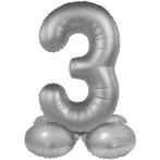 3 Jaar Cijfer Ballon Zilver 41cm, Hobby en Vrije tijd, Nieuw, Verzenden