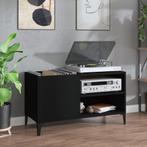 vidaXL Platenkast 84,5x38x48 cm bewerkt hout zwart, Huis en Inrichting, Verzenden, Nieuw