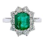 Ring - 18 karaat Witgoud Smaragd - Diamant, Sieraden, Tassen en Uiterlijk, Ringen, Nieuw