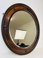 Spiegel- Antieke convex bullseye spiegel met houten beaded