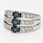 Ring - 18 karaat Witgoud Saffier - Diamant, Sieraden, Tassen en Uiterlijk, Ringen, Nieuw