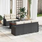 vidaXL Tuin Sofa Set 6 pcs Zwart Poly riet, Verzenden, Nieuw, Rotan