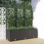 vidaXL Plantenbak met trellis zwart 120x40x136 cm PP, Tuin en Terras, Bloembakken en Plantenbakken, Kunststof, 100 cm of meer