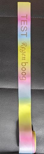 Regenbooglint pastel 38mm met goud opdruk  +/- 50 cm., Nieuw, Ophalen of Verzenden
