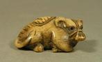 Katabori netsuke van een buffel - Staghorn - Japan - Edo, Antiek en Kunst