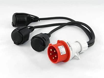 Krachtstroomstekker 16A naar 3x 220 volt, Doe-het-zelf en Verbouw, Elektra en Kabels, Kabel of Snoer, Nieuw, Ophalen of Verzenden