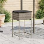 vidaXL Tuinbarkrukken met kussens 2 st poly rattan grijs, Tuin en Terras, Tuinstoelen, Verzenden, Nieuw, Rotan