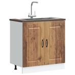 vidaXL Spoelbakonderkast Kalmar 80x46x81,5 cm bewerkt hout, Huis en Inrichting, Keuken | Keukenelementen, Verzenden, Nieuw, Bruin