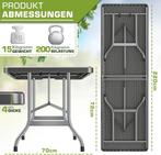 Inklapbare tafel - Klaptafel - Vouwtafel - 220x70 cm - Grijs, Verzenden, Nieuw