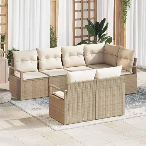 vidaXL Tuin Sofa Set met kussen met opslag 7 pcs Beige,, Tuin en Terras, Tuinsets en Loungesets, Nieuw, Rotan, Verzenden