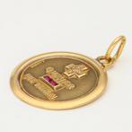Hanger - 18 karaat Geel goud - Diamant - Robijn