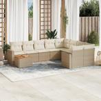 vidaXL 10-delige Loungeset met kussens poly rattan beige, Verzenden, Nieuw, Loungeset