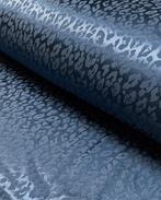 Satijn Jacquard Panter Staalblauw, Hobby en Vrije tijd, Stoffen en Lappen, Nieuw, Blauw