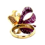 Gouden vintage strik ring met emaille en zirkonia 18 krt, Ophalen of Verzenden, Nieuw