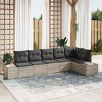vidaXL Tuin Sofa Set met kussen 6 pcs Lichtgrijs poly rattan, Verzenden, Nieuw, Rotan