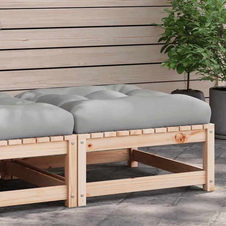 vidaXL Tuinvoetenbank met kussen massief grenenhout, Tuin en Terras, Tuinsets en Loungesets, Nieuw, Verzenden