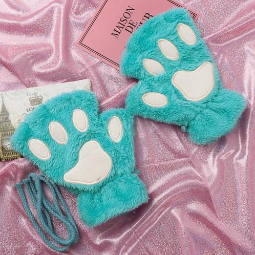 Dierenpoot Vingerloze Handschoenen Blauw Pluche Vingerloos P, Hobby en Vrije tijd, Feestartikelen, Carnaval, Feestartikel, Nieuw