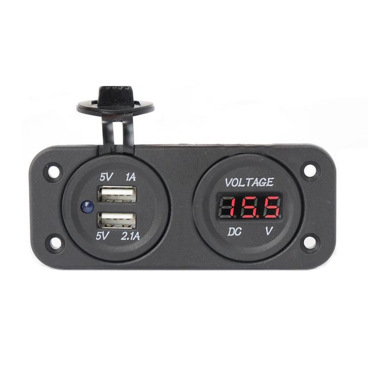 Waterdichte inbouwstekker met 2x USB en voltmeter, Watersport en Boten, Navigatiemiddelen en Scheepselektronica, Nieuw, Ophalen of Verzenden