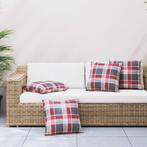 vidaXL Bankkussens 4 stuks Rood Geruit Patroon 50x50 cm Stof, Huis en Inrichting, Woonaccessoires | Kussens, Verzenden, Nieuw