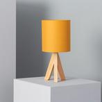 Tafellamp hout Kani modern geel e14 fitting houten FOIR, Huis en Inrichting, Lampen | Tafellampen, Nieuw, Verzenden