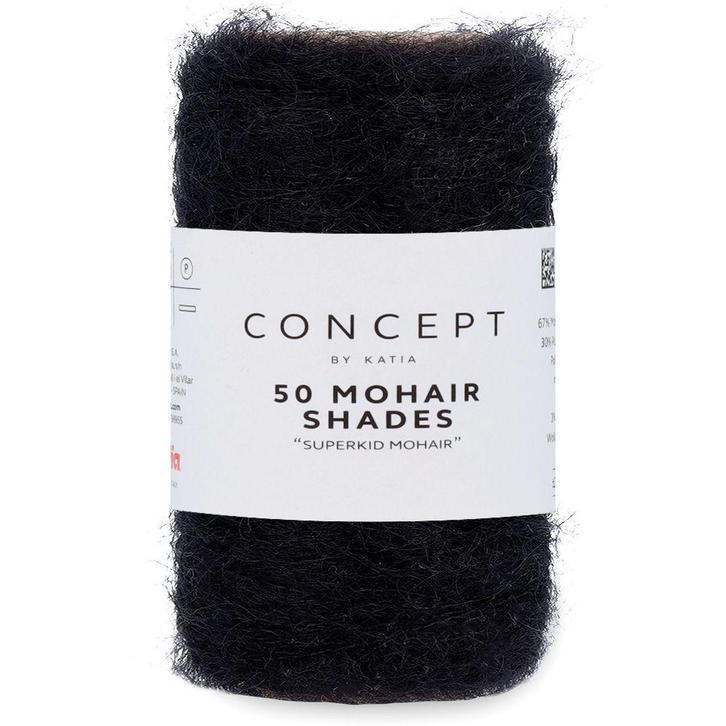 Katia Concept 50 Mohair Shades - 10 zwart - Mohair Garen, Hobby en Vrije tijd, Breien en Haken, Ophalen of Verzenden