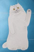 Limited Edition Japanse houtsnede – Witte Kat & Blauw