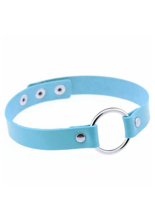 Choker Blauw Ring Pu Leer Collar Ketting Halsband Sexy Gag, Sieraden, Tassen en Uiterlijk, Kettingen, Blauw, Nieuw, Verstelbaar