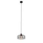 Art deco hanglamp zwart met smoke glas - Bizle, Nieuw, Glas, Art Deco, 75 cm of meer