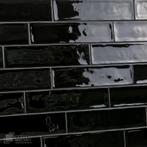 Handvorm tegels 7,5 x 30 cm glans zwart