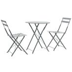 vidaXL 3-delige Bistroset staal grijs, Tuin en Terras, Verzenden, Nieuw, Rvs, 3 zitplaatsen