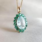 Hanger - 14 karaat Geel goud - 7.07ct. tw. Aquamarijn -