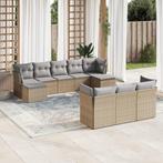 vidaXL 10-delige Loungeset met kussens poly rattan beige, Verzenden, Nieuw, Rotan, Loungeset