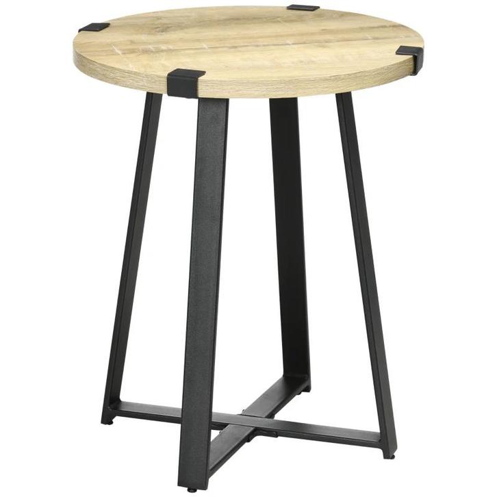 TRUUSK Bijzettafel, Rond Houten Tafelblad, Retro Design, Sta, Huis en Inrichting, Tafels | Bijzettafels, Nieuw, Verzenden