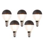 Set van 5 E14 dimbare LED filamentlamp kopspiegel P45 zwart, Nieuw