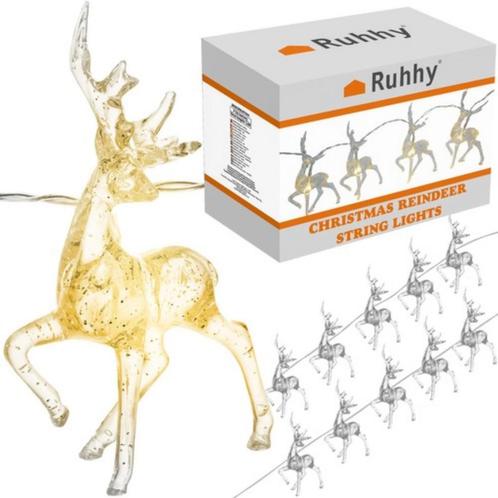 Ruhhy LED Rendier Kerstverlichting - 10 Stuks - Warme Wit..., Diversen, Kerst, Nieuw, Ophalen of Verzenden