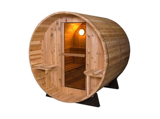 Barrelsauna 245 cm met veranda - Rustic Red Cedar, Tuin en Terras, Zwembad-toebehoren, Verzenden