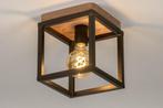 Rietveld Plafondlampen - Zwart, Bruin, Hout, Oldmetal (gunme, Huis en Inrichting, Lampen | Plafondlampen, Verzenden, Nieuw