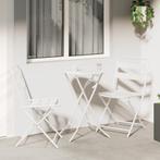 vidaXL 3-delige Vouwbare Bistro Set Wit Staal, Verzenden, Nieuw, Overige materialen